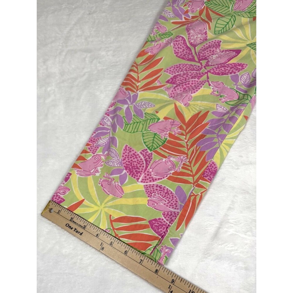 Vintage Lilly Pulitzer Bottoms Up Frog Print Capri Pants Womens 8 Pink Green - Picture 8 of 8